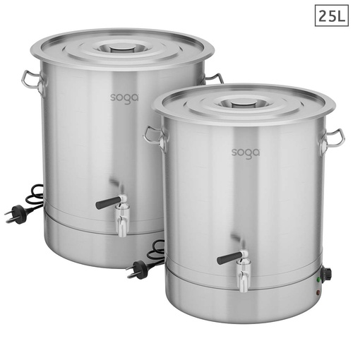 2X 25L Stainless Steel URN Commercial Water Boiler  2200W