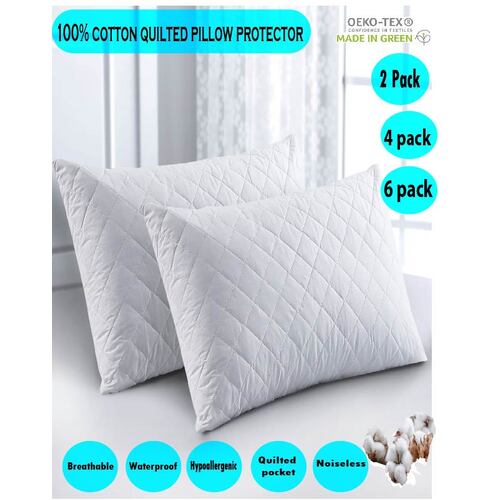 Elan Linen 100% Cotton Waterproof Pillow Protector (Pack of 2)