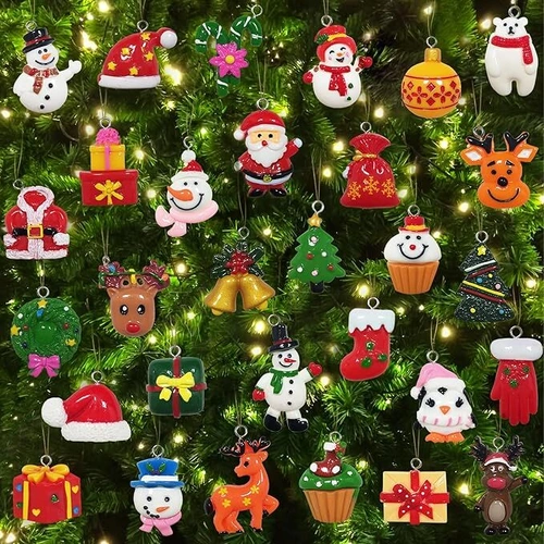 60pcs Mini Christmas Ornaments for Mini Tree Decorations Small Christmas Ornaments Resin Miniatures for Craft Christmas Decor