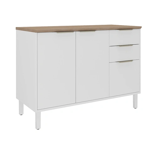 Base Kitchen Steel Cabinet/Cupboard with 3 Doors + 2 Drawers - Renova White Flat Pack DIY