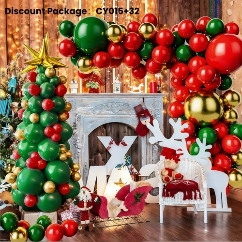Christmas Balloon 2-Pack Combo: Latex & Foil Holiday Decor | Arch & Tree Sets for 2025 Christmas