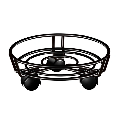 Movable Iron Potted Plant Stand for Home Garden Decoration-Black