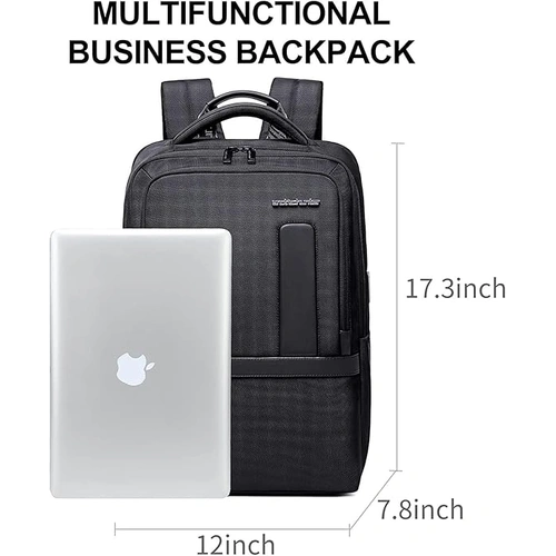 27L Laptop Backpack for Men–USB & Type-C Charging Port, Water-Resistant, Fits 16" Laptop, Expandable, Perfect for Office and Travel-Black