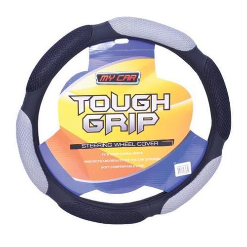 Ohio Steering Wheel Cover With Mesh/Suede Grips - Black/Grey