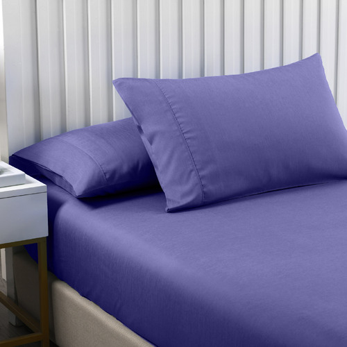 Royal Comfort 2000TC 3 Piece Fitted Sheet and Pillowcase Set Bamboo Cooling King Royal Blue