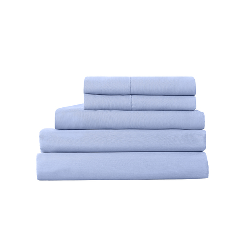 Royal Comfort 2000TC 6 Piece Bamboo Sheet & Quilt Cover Set Cooling Breathable Queen Light Blue