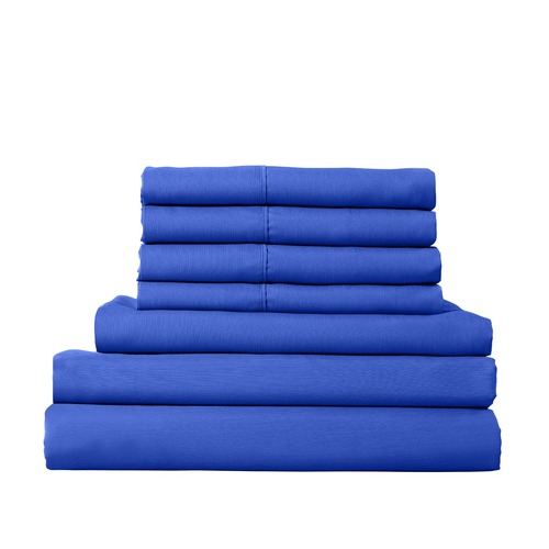 Royal Comfort 2000TC 6 Piece Bamboo Sheet & Quilt Cover Set Cooling Breathable Queen Royal Blue