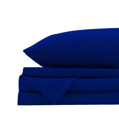 Royal Comfort Vintage Washed 100% Cotton Quilt Cover Set Bedding Ultra Soft Double Royal Blue