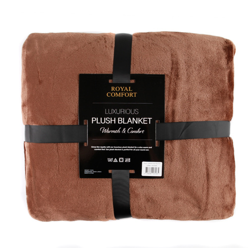 Plush Blanket Throw Warm Soft Super Soft Large 220cm x 240cm - Coffee