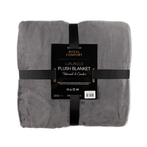 Plush Blanket Throw Warm Soft Super Soft Large 220cm x 240cm - Dark Grey