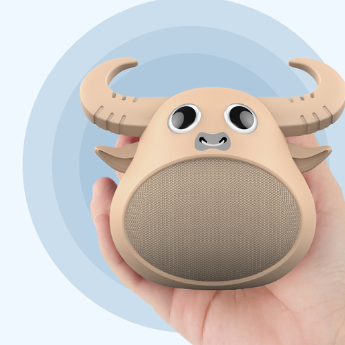 Bluetooth Animal Face Speaker Portable Wireless Stereo Sound - Khaki