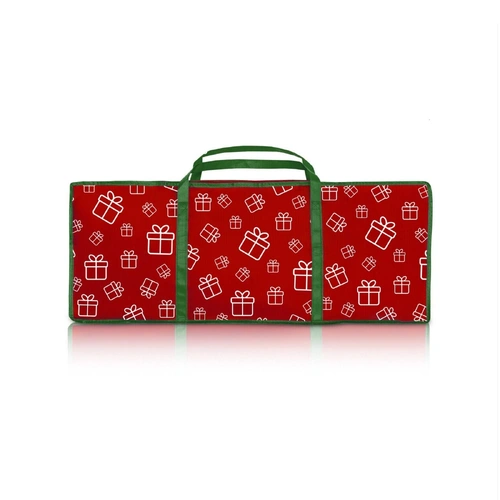 Santa's Helper Printed Christmas Paper Storage Bag With 5 Rolls and Scissors Set