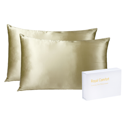 Mulberry Soft Silk Hypoallergenic Pillowcase Twin Pack 51 x 76cm - Champagne