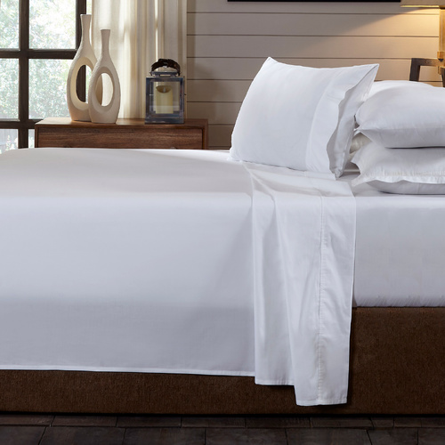 Royal Comfort 250TC Organic 100% Cotton Sheet Set 4 Piece Luxury Hotel Style King White
