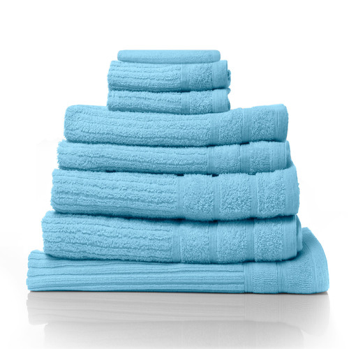 Eden Egyptian Cotton 600GSM 8 Piece Luxury Bath Towels Set - Aqua