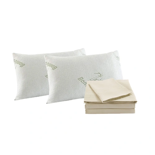 Royal Comfort Bamboo Blend Sheet Set 1000TC and Bamboo Pillows 2 Pack Ultra Soft - King - Ivory