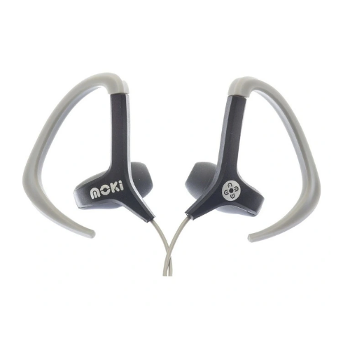 Moki UltraLite Sports Earbuds with Mic - Black/Greywith nylon sleeve