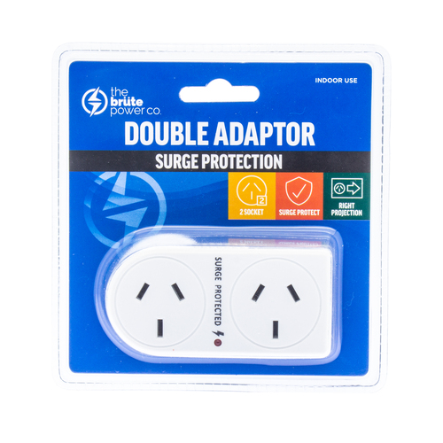 THE BRUTE POWER CO. Double Adaptor - Flat Right + Surge Protection