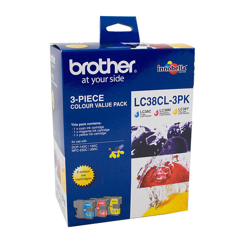 Brother LC-38 Colour Value Pack - 1X Cyan 1X Magenta 1X Yellow