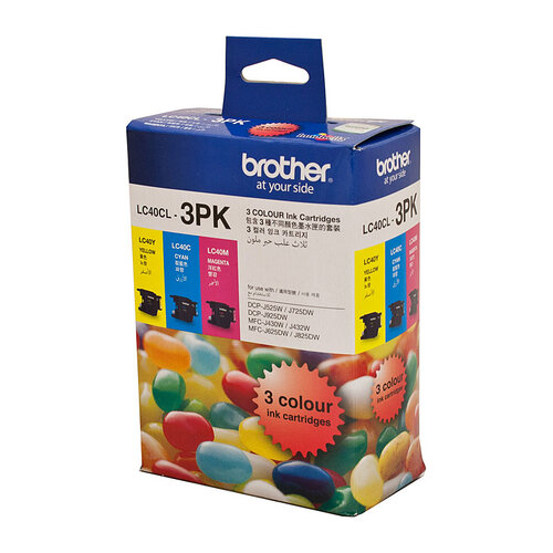 BROTHER LC-40 Colour Value Pack, 1X Cyan 1X Magenta 1X Yellow