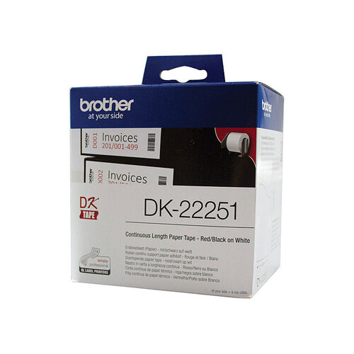 Brother DK-22251 Consumer Paper Roll - PAPER ROLL 62MM X 15.24M (WITH BLACK/RED PRINT)