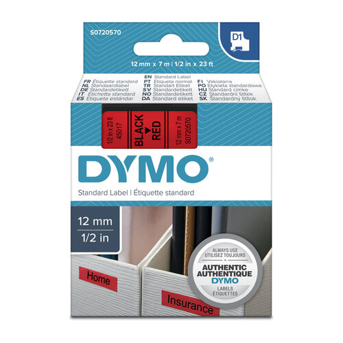 DYMO Black on Red 12mmx7m Tape