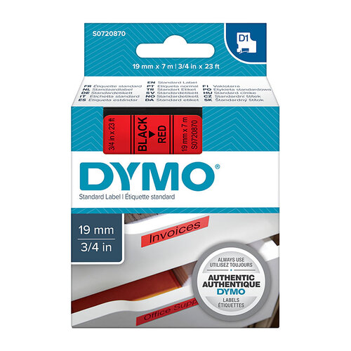 DYMO Black on Red 19mmx7m Tape
