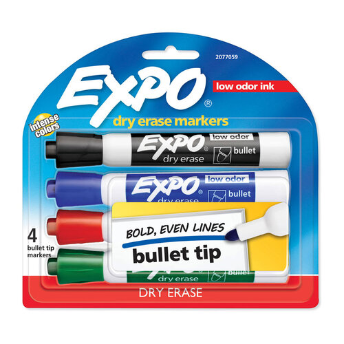 EXPO White Board Marker Bullet Tip Ast Pack of 4 in Box of 6
