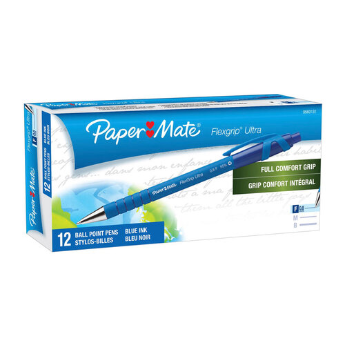 PAPER MATE Flexi Grip Retractable Ball Pen 0.8mm Blu Box of 12