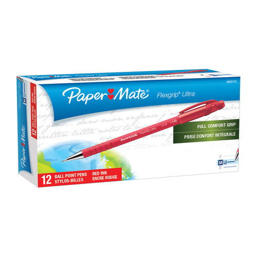 PAPER MATE Flex Grip Ball Pen 1.0mm Red Box of 12