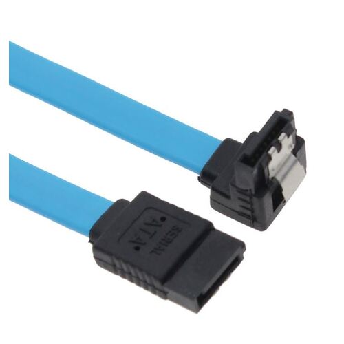 ASTROTEK SATA 3.0 Data Cable 50cm Male to Male 180 to 90 Degree with Metal Lock 26AWG Blue LS