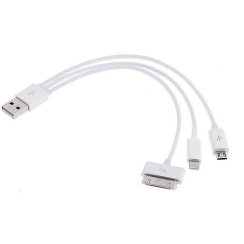 ASTROTEK USB 3 in 1 Data Charger Cable 60cm for iPhone USB to Micro B 9 pins 30 pins LS