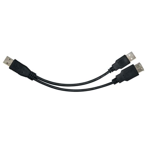 ASTROTEK USB 2.0 Y Splitter Cable 30cm - Type A Male to Type A Male + Type A Female Black Colour Power Adapter Hub Charging