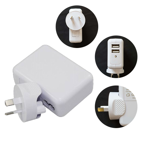 ASTROTEK USB Travel Wall Charger AU Power Adapter Plug 5V 2.1A 100V-240V 2 Ports White Colour for iPhone Smartphones & USB Devices CBAT-USB-P