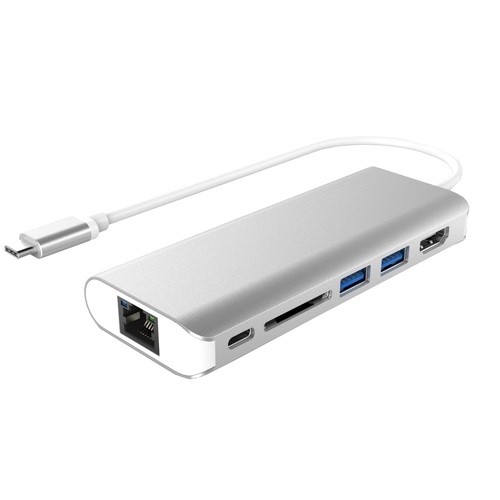 ASTROTEK All-in-One Dock Thunderbolt USB-C 3.1 Type-C to HDMI+USB3.0+Card Reader+RJ45 Gigabit LAN+TypeC PD Function for Macbook Pro CBAT-UTYPEC-DOCK2