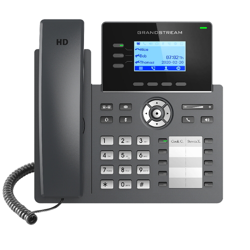 GRANDSTREAM GRP2604P 3 Line IP Phone, 6 SIP Accounts, 132x48 Backlit Screen, HD Audio, Powerable Via POE