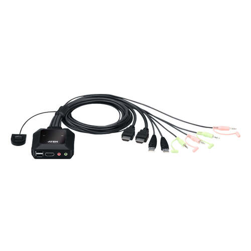2 Port USB 4K @60Hz HDMI Cable KVM Switch with Remote Port Selector