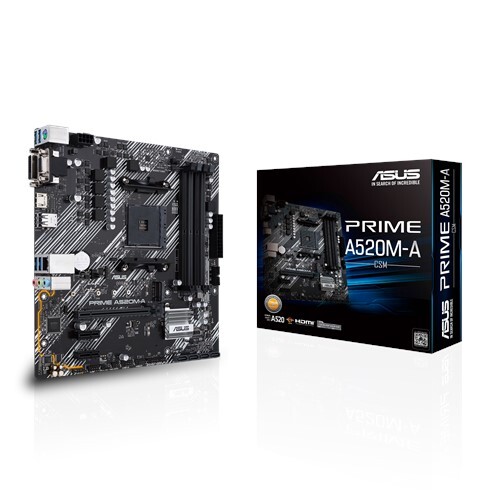 ASUS PRIME A520M-A/CSM M.2 Support, 1Gb Ethernet, HDMI/DVI/D-Sub, SATA 6 Gbps, USB 3.2 Gen 1 Type-A AMD AM4 Ready For 3rd Gen AMD Ryzen