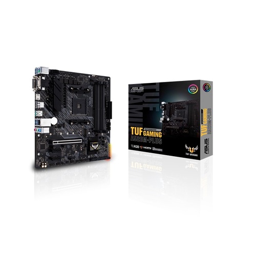 ASUS TUF GAMING A520M-PLUS AMD A520 (Ryzen AM4) micro ATX motherboard with M.2 support, 1 Gb Ethernet, HDMI/DVI/D-Sub, SATA 6 Gbps, USB 3.2 Gen 2