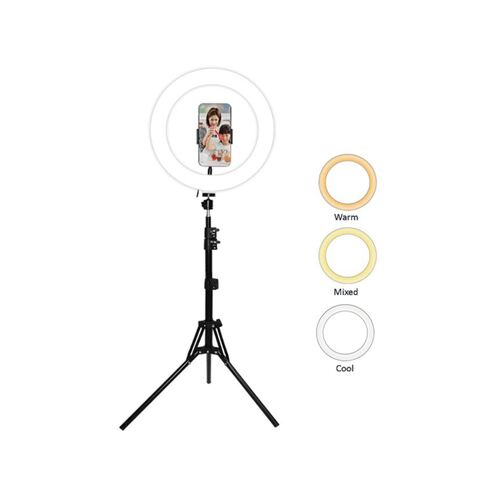 OTHER LED Ring Light SCX-818B 3 light colours 120 LED bulbs 360° up/down rotation Tripod 50-160cm 2m USB cord with holder