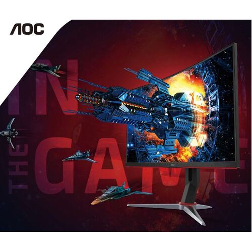 AOC 27' Curved VA QHD 1500R, Free-Sync Premium, 1ms, 144Hz, HDR Mode DP, HDMI, VGA, HAS, Flicker Free, Low Blue Mode, VESA 100x100 Gaming Monitor