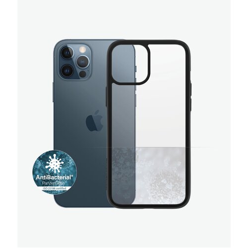 PANZER GLASS Clear Case for Apple iPhone 12 Pro Max-Black Frame-Slim Fashionable Design, Slightly Swelling Bumpers all Corners, Enhance Protection