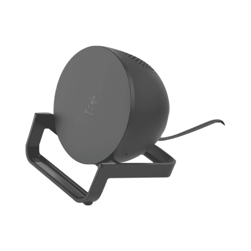 BELKIN 10W Fast Wireless Charging Stand with Speaker Black- Compact Design, Case-compatible, Crystal-clear speaker and microphone