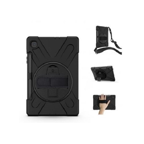 GENERIC Samsung Galaxy Tab S6 Lite Rugged Black Case - Shockproof, Dustproof, 360 Rotatable Hand Strap, 3 Layers Heavy Duty Protection
