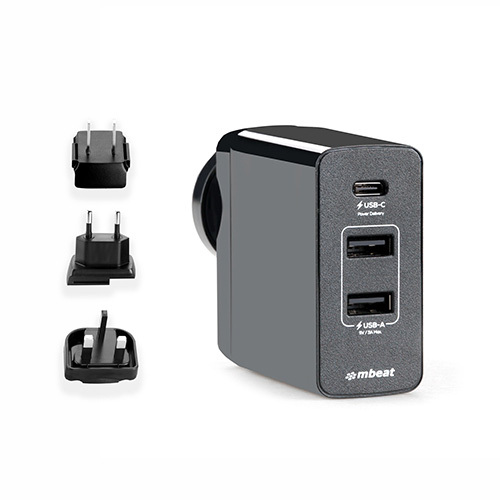 mbeat Gorilla Power 45W USB-C Power Delivery (PD 2.0) and Dual USB-A World Travel Charger