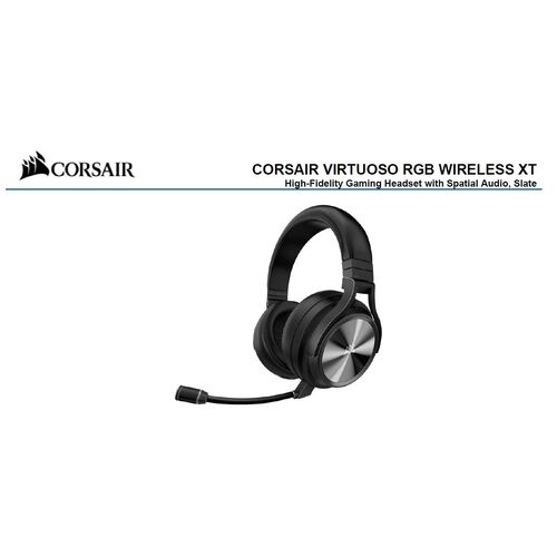 CORSAIR Virtuoso RGB Wilress XT Black 7.1 Audio. High Fidelity Ultra Comfort, Broadcast Grade Microphone, Slipstream Wireless USB. Headset, NDA Aug 26