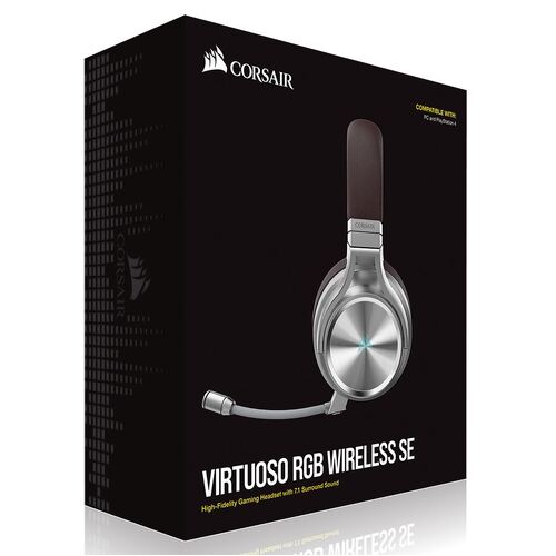 Corsair Virtuoso Wireless RGB SE Espresso 7.1 Headset. High Fidelity Ultra Comfort, Broadcast Grade 9.5mm Microphone, USB and 3.5mm