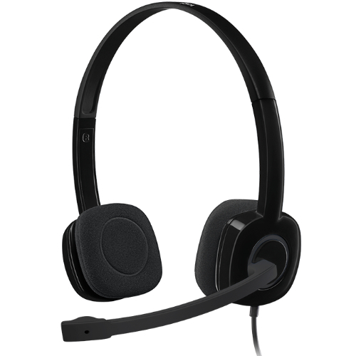 Logitech H151 Stereo Headset Light Weight Adjustable Headphone with Microphone 3.5mm jack In-line audio controls Noise-cancelling