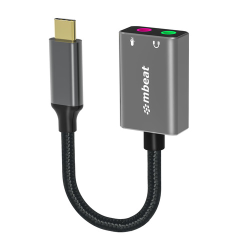 Elite USB-C to 3.5mm Audio and Microphone Adapter - Adds Headphone Audio and Microphone Jack to USB-C Computer, Tablet Smartphone Devices - Spa