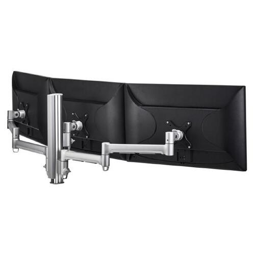 Atdec AWM Triple monitor arm solution - 710mm &amp 130mm articulating arms - 400mm post - F Clamp - black